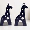 ARTIBETTER 2pcs Giraffe Shaped Nonskid Metal Cute Cartoon Design for Books Magazines Organizer for Home Office Classroom and Library Black
