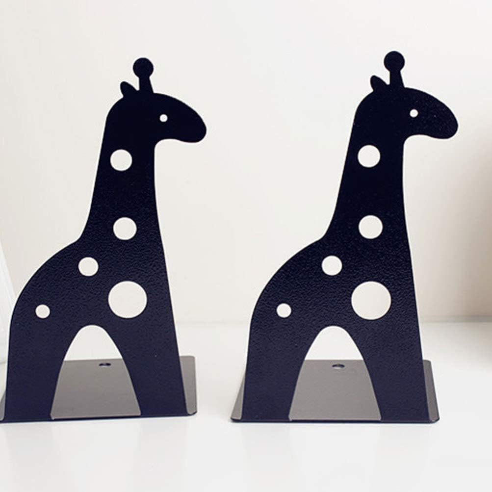 ARTIBETTER 2pcs Giraffe Shaped Nonskid Metal Cute Cartoon Design for Books Magazines Organizer for Home Office Classroom and Library Black