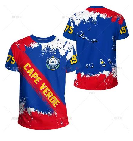 Fashion Women's T-Shirt Recomof Cabo Verde Flag Map 3D Printed T-Shirt Badge Graphic T-Shirt Men