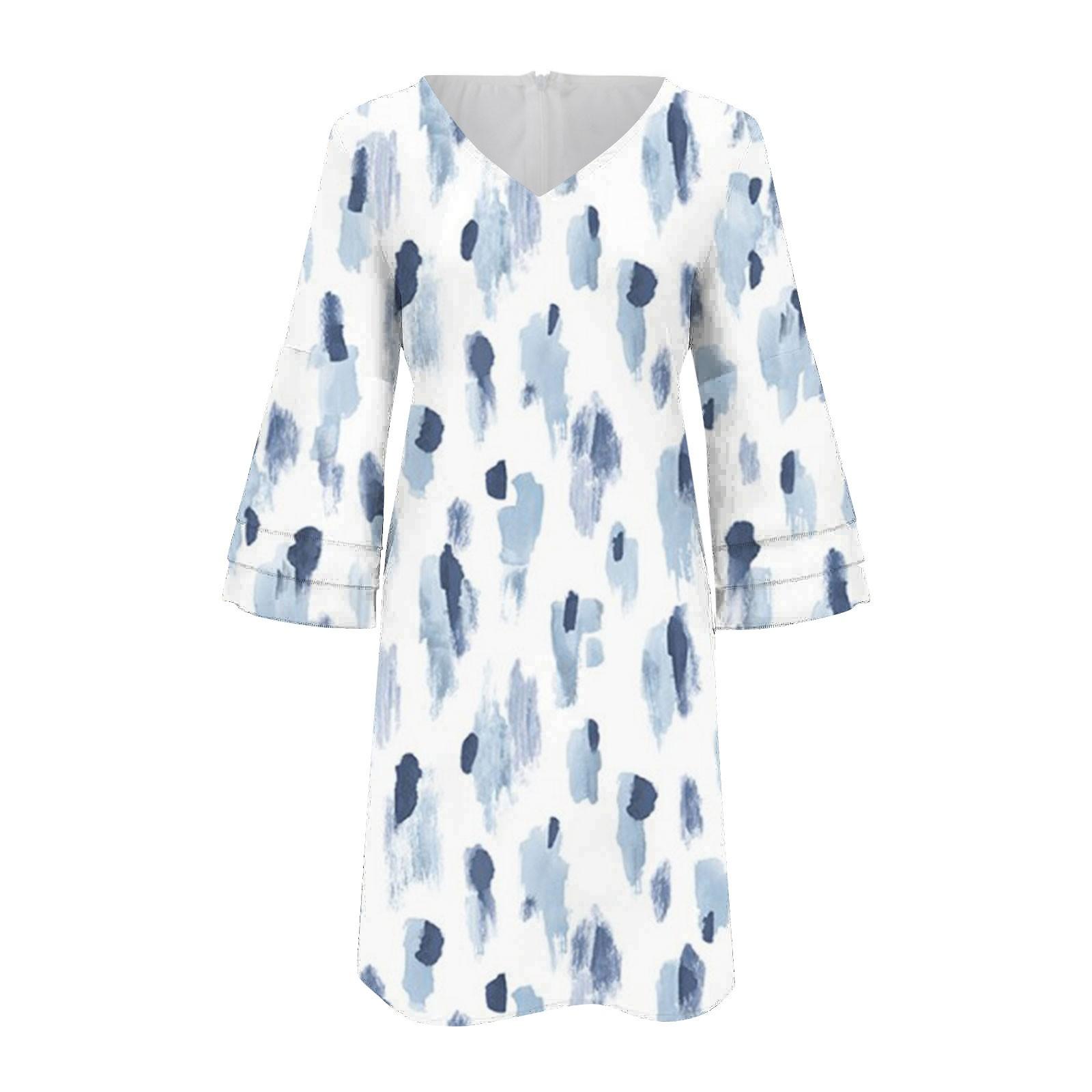 Женское модное темпераментное элегантное мини-платье с v-образным вырезом и рукавами 3/4 — фото 5