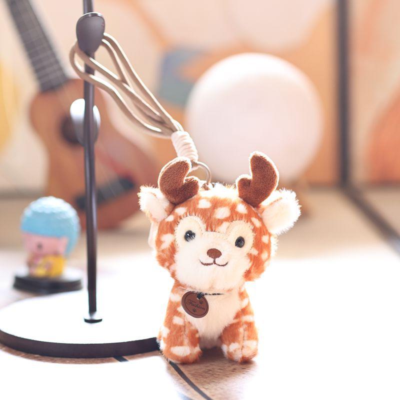 Cute Forest Animal Plush Keychain, Tiger Lion Leopard Giraffe Doll Pendant, Backpack Bag Hanging Ornament Gift