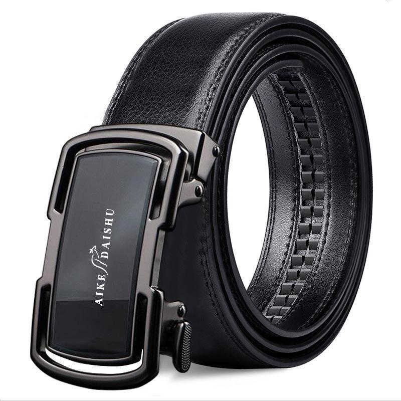 New Men's Cowhide Belt Automatic Buckle Business Versatile Casual and Simple Middle-aged and Young Belt Men's Genuine Leather Trendy Trouser Belt