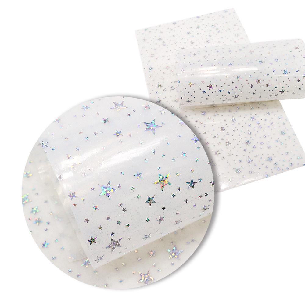 Iridescent Glitter Star Laser PVC Film - 0.5MM for Handbags, Backpacks, Shoes & Decorative Material