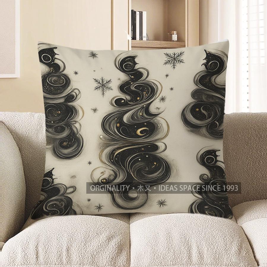 Home Decor Elegant Black Gold Swirls Throw Pillow Cover Pattern Cushion Cover Suitable For Sofa Bedroom Car Pillow Cover