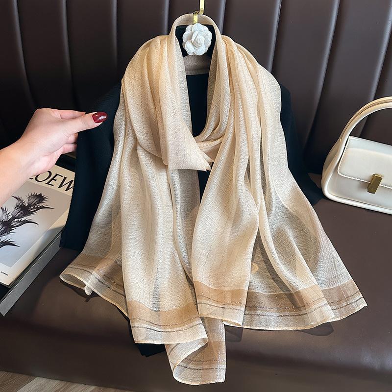 Long Silk Wool Scarf Shawls And Wraps For Women Solid Foulard Pashmina Poncho Female Summer Sunscreen Scarves Hijab Bandana
