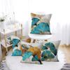 4Pcs Teal Gold Ginkgo Leaf Printed Pillow Cover Polyester Cushion Case 2D Flat Printing Pillowcase Luxury Home Decor Art Style
