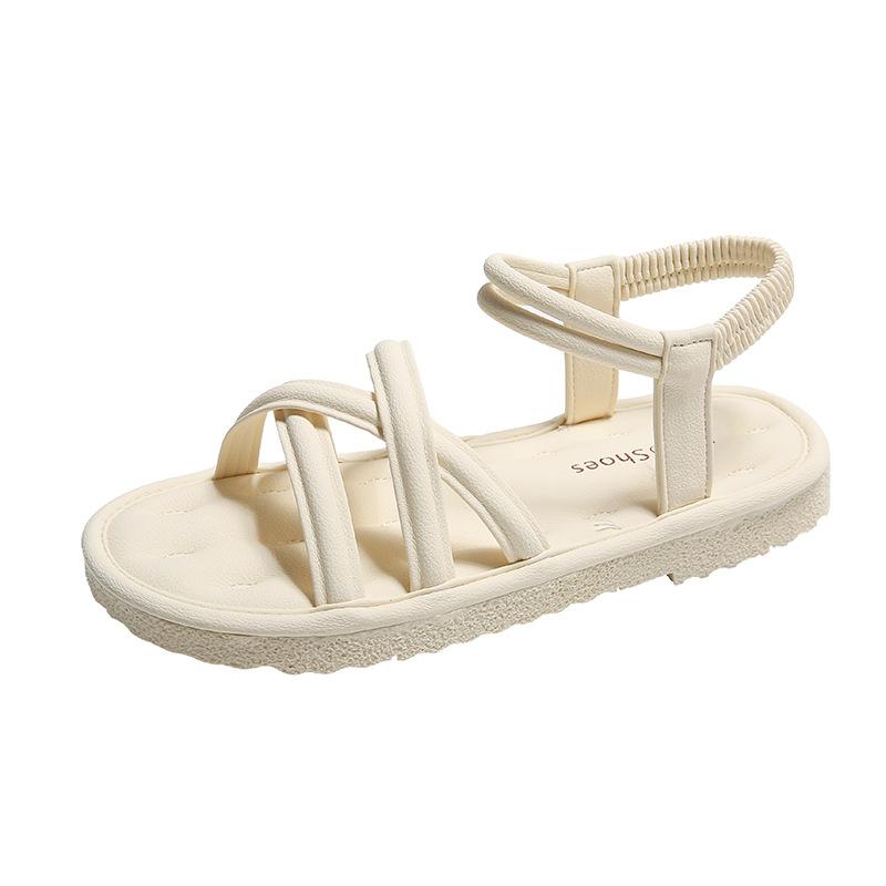 

Sandals women s new summer flat temperament pregnant women beach shoes fashion sandals 35 бежевий
