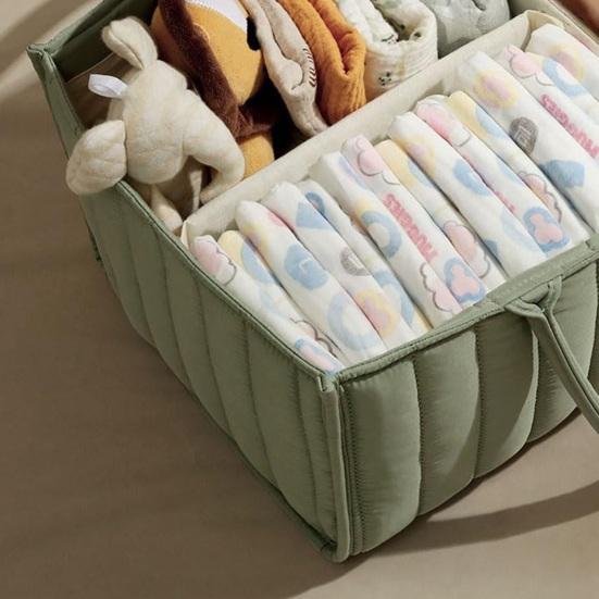 Cesta de Tecido Floral Acolchoada para Fraldas Cesto de Armazenamento Floral Porta-Fraldas Floral para Bebê com Alças e Divisórias Removíveis para Quarto de Bebê Carro Quarto Armazenamento