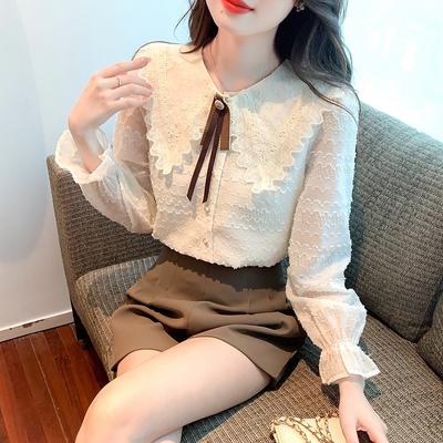 Camicie casual estive con colletto alla francese e pizzo da donna, fondo alla moda, camicetta patchwork