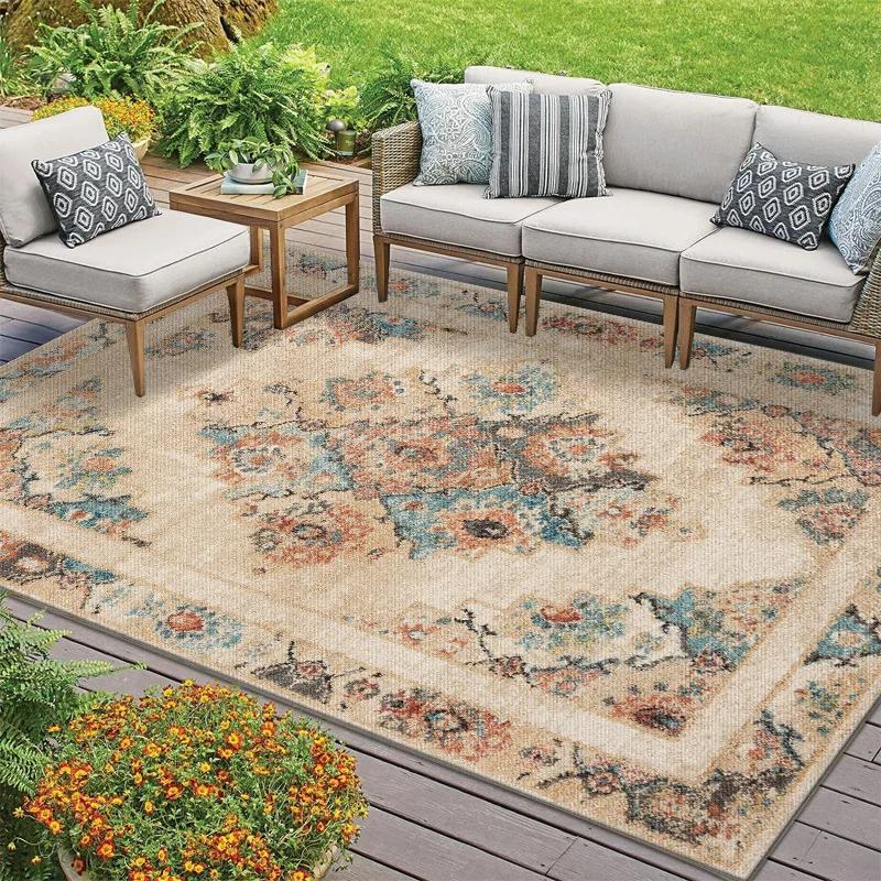 VIAKMA Bohemian-Style Outdoor Carpet For Home Decoration, Anti-Mold, Moisture-Proof And Dirt-Proof Summer Terrace Camping Mat