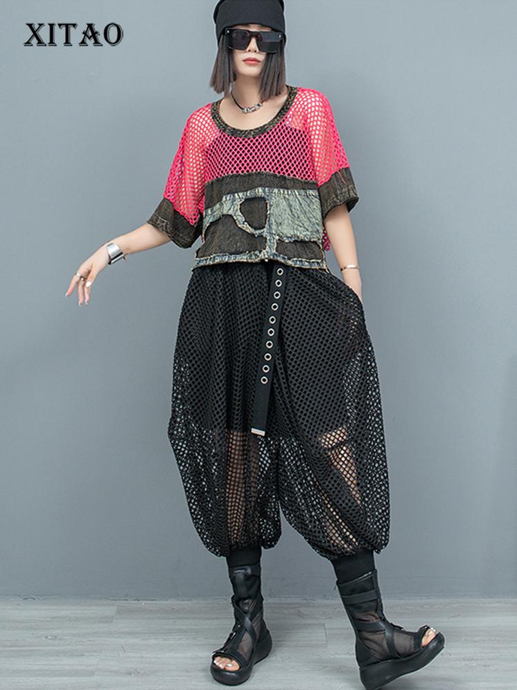 

XITAO свободный лоскутный комплект из двух предметов контрастного цвета, женские комплекты WLD20150