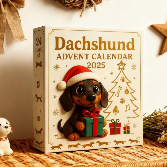2025 Dakhund Adventskalender 24 Dagers Nedtellingskalender med 3D Akrylpynt Juletrepynt Unik Gave til Hundelskere