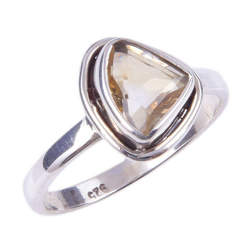 Natural Citrine Gemstone Handmade 925 Solid Sterling Silver Ring Size 7 T4u19