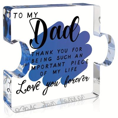 2D Flat, "To My Dad" Acrylic Puzzle Piece Birthday Souvenir Plaque, Suitable for Wall Decoration, Porch, Room, Villa, Accents Home, Hallway, or Workpl