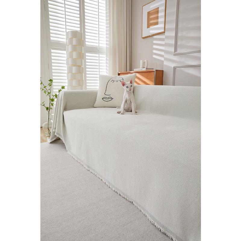 Fischgrätenmuster Einfarbig Chenille Sofa Handtuchbezug Handtuch Hochwertig Modern Schlicht Verdickt Rutschfest Sofa Überwurf Stoffbezug Bezug