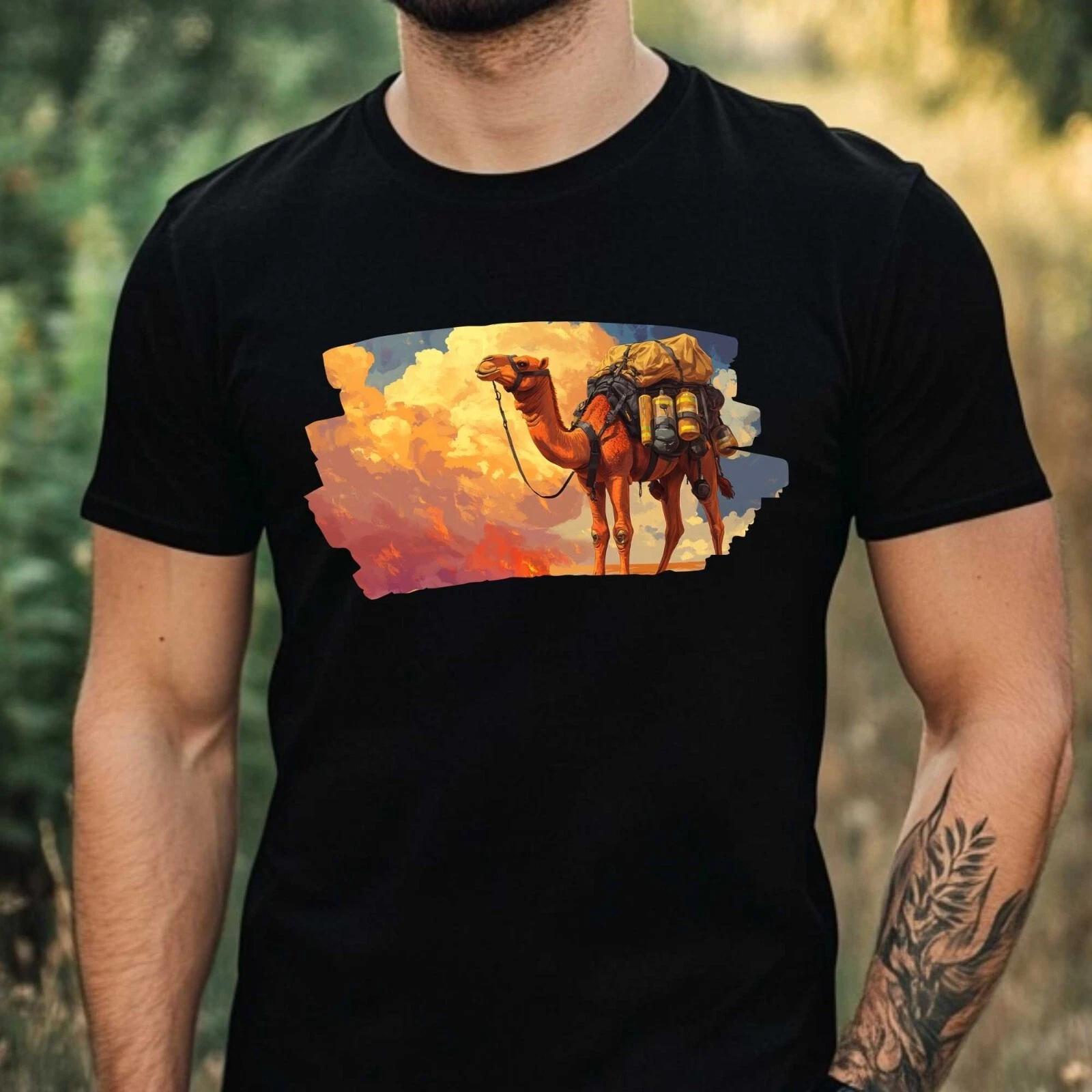 T-Shirt Herren Kamel als Feuerwehrmann Motiv Baumwolle Größe XS bis 5XL XL