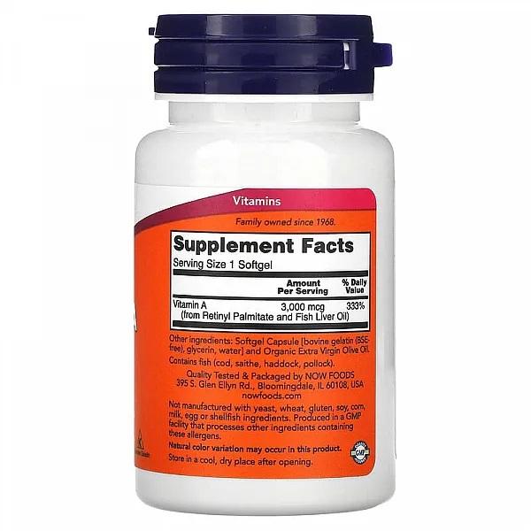 Now Foods Vitamin A 10000 IU,  100 SGELS