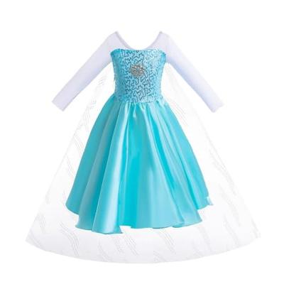 Dressy Daisy Toddler Girls' Snow Princess Dress, Light Blue, Size 120, Ages 6-7, Perfect for Halloween, Princess Cosplay, and Parties
