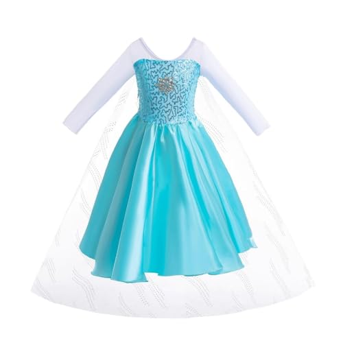 

Нарядное платье Принцесса Снега для девочки, от бренда Dressy Daisy, светло-голубое, размер 120, для возраста 6-7 лет, идеально подходит для Хэллоуина, косплея принцессы и вечеринок