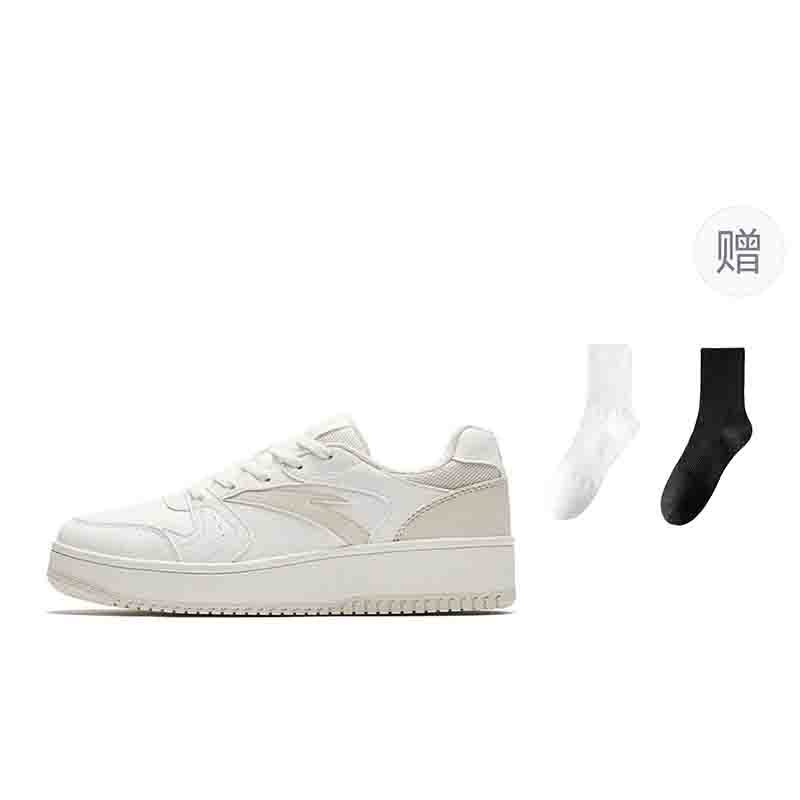 Anta First Year Synthetic Leather Abrasion Resistant Height Increasing Low top Skateboard Shoes Women's White Gray 922628068F-6