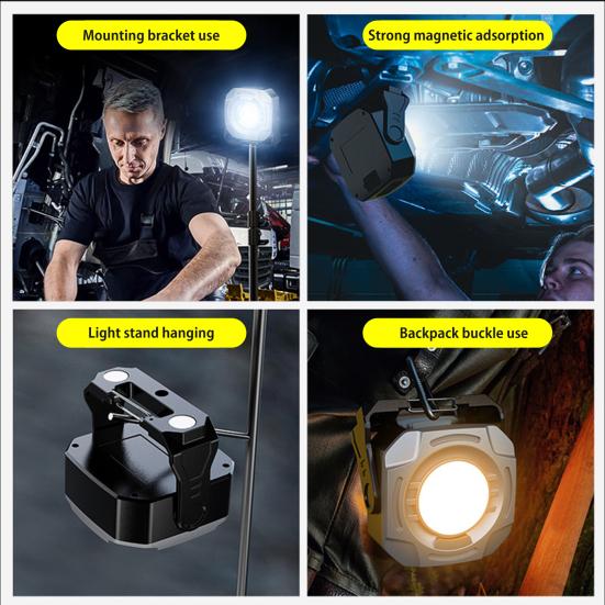 Mini Keychain Work Light Adjustable USB Rechargeable Waterproof Multi-function Portable Outdoor Camping Hiking Hanging Emergency Repair Lamp