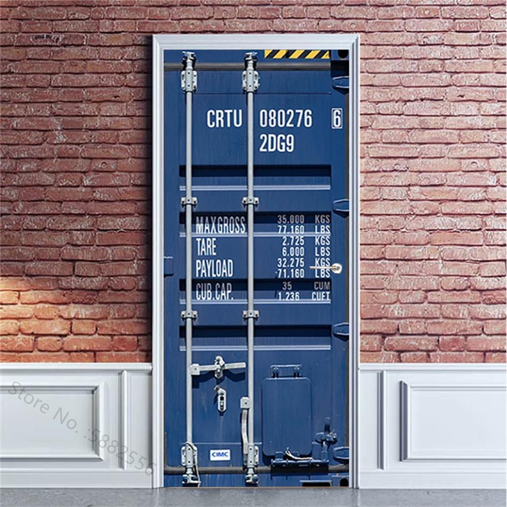 PVC Self-Adhesive Waterproof Door Sticker Modern Simulation Door Mural Wallpaper Living Room Study Home Decor Art Door Poster