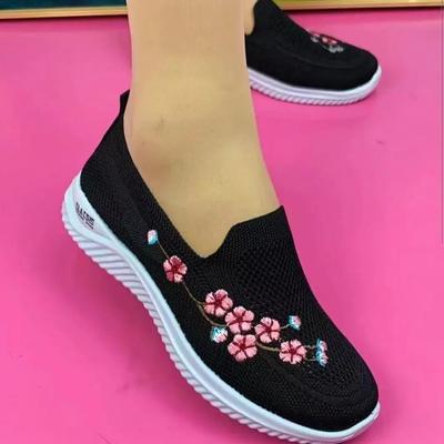 Modne Damskie Sneakersy Siateczkowe Oddychające Kwiatowe Wygodne Buty dla Matki Miękkie Jednolite Kolory Modne Damskie Obuwie Lekkie Zapatos De Mujer