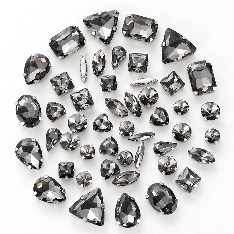 50 Mixed Silver Claw Drill Crystal Sewing Drill with Holes DIY Handmade Wedding Apparel Materials Jewelry Accessories Rhinestone Sew On Beads