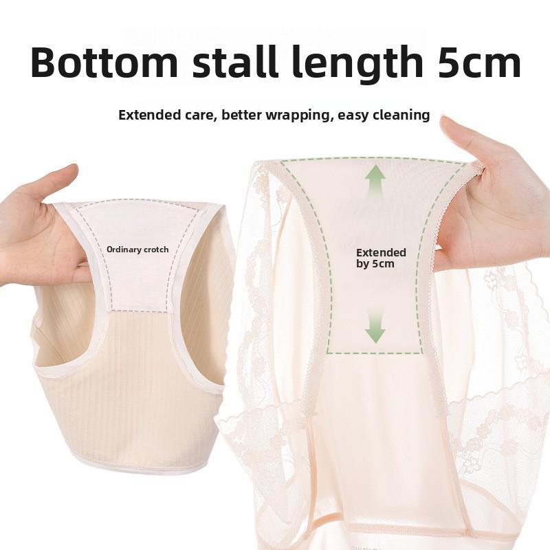 Plus Size Women Feel Lace Satin Pure Antibacterial Crotch High Waist Triangle Briefs