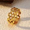 European and American cold punk ring simple 18K gold vacuum electroplating titanium casting steel ring spot