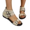 Women's Flat Sandals with Adjustable Buckle Straps Open Toe Ankle Wrap Casual Summer Footwear for Daily Wear