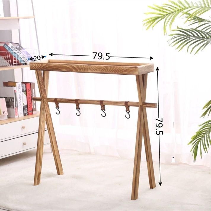 A1R Solid Wood Outdoor Folding Storage Rack & Tripod for Camping or Picnics