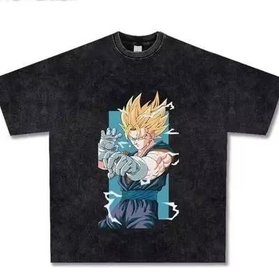 2026 Vintage Dragon Ball Washed T-Shirt Unisex Distressed Anime Print Casual Cotton Loose Short Sleeve Tee Streetwear