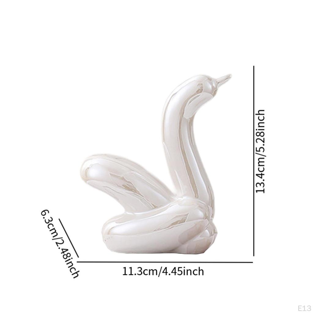 Ceramic Swan Statue Table Decoration Glazed Home Decor for Office Desk Entry