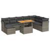 Vidaxl 9-Cz. Garden Furniture Set With Cushions, Grey, Poly Rattan
