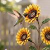 Hummingbird Feeder for Outdoors Vintage Sunflower Feeder, Metal Garden Stake Water Station, Decorative Pastoral Style Art Floral Bird Feeding Ornament