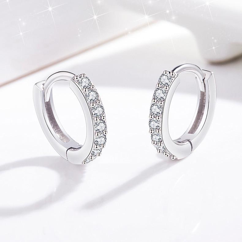 Korean Style S925 Sterling Silver Circle Earrings with Zircon Inlay – Women's Simple Studs