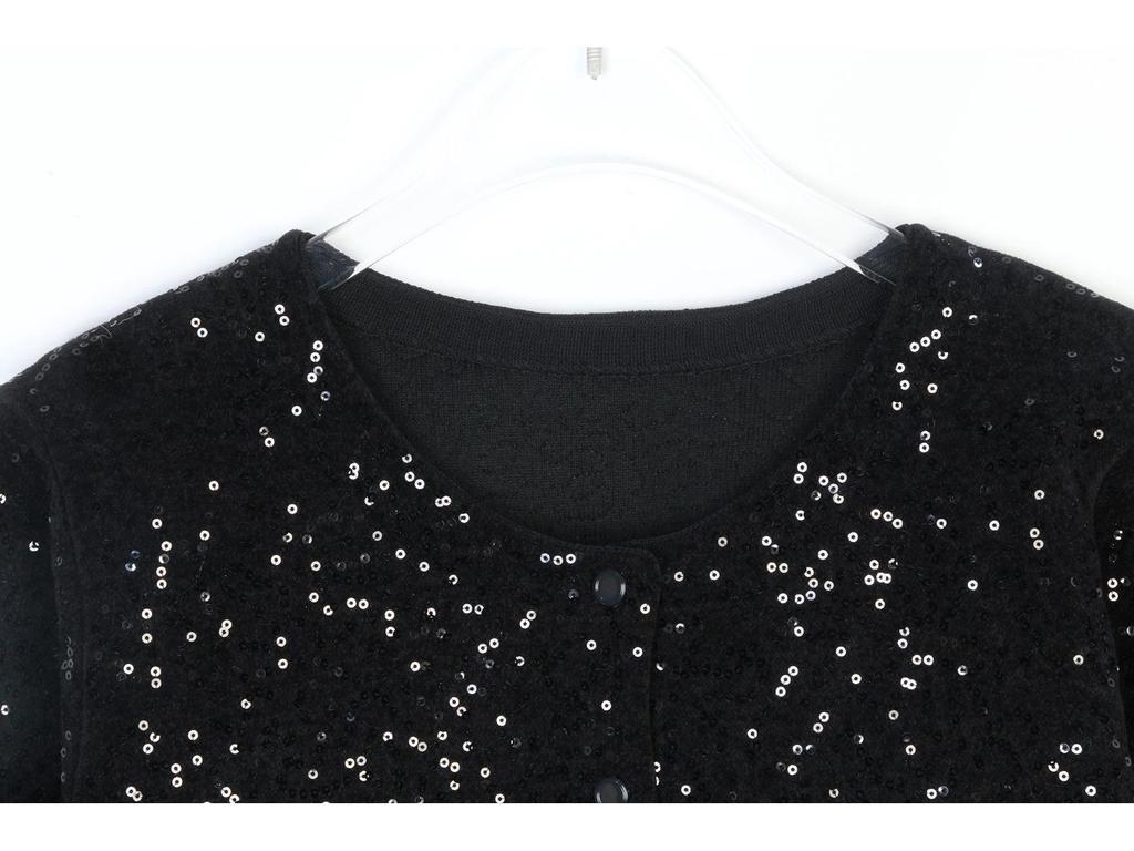 French S-Style Sequin Knit Cardigan & Midi Skirt Set – Autumn/Winter Collection