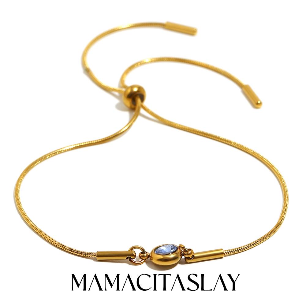 

MamacitaSlay 316L Stainless Steel Zircon December Birthstone Adjustable Bracelet Waterproof Wrist Jewelry Women s Charm Bracelet 24cm