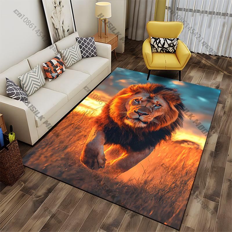 Majestic lion in golden sunset carpet Yoga living room room decor children's crawling mat doormat area rug games mat