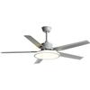 Modern Minimalist Ceiling Fan with Five Stainless Steel Blades, LED Light, Low Noise, and Frequency Conversion for Living Room or Dining Room.