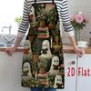 1pc Halloween Ghost Library Pattern Apron - 2D Flat Printing Home Kitchenware, Washable And Reusable. Suitable for Cooking, Baking, BBQ, Gardening, An