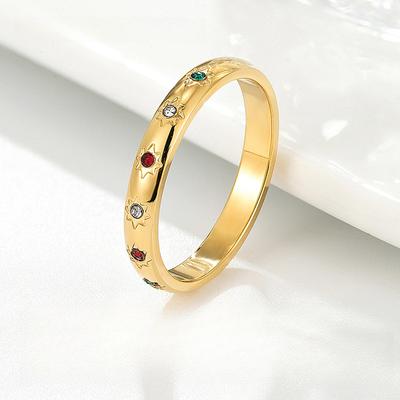 Bague en Zir*****ctagram Diamant Luxe Léger Design de Niche Acier Titane Bijoux Inaltérables Pierres Précieuses