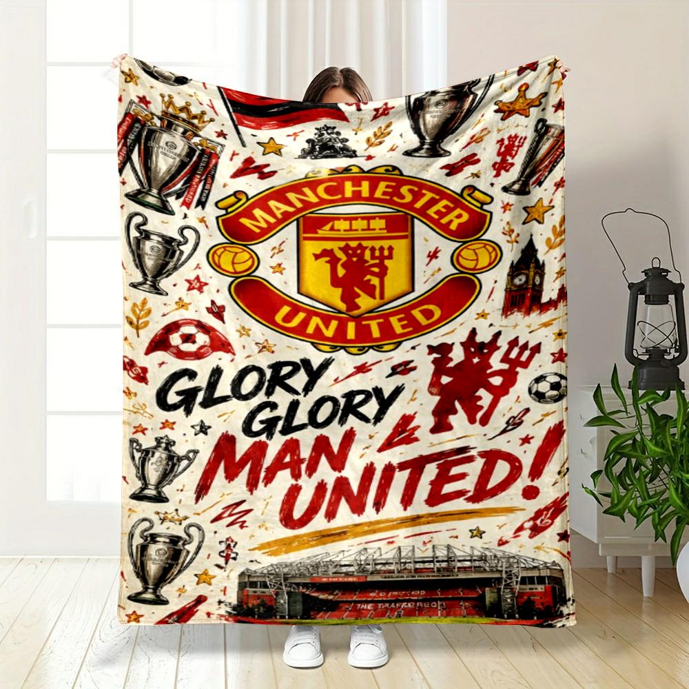 Manchester United Designed Flannel Blanket for Bedroom, Living Room, Sofa, and Nap