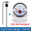 100MM Fuel Level Sensor + 52MM Fuel Level Gauge 0-190 Ohm Fuel Oil Tank Level Meter Sensor For Boat Car Yacht Marine 9-32V