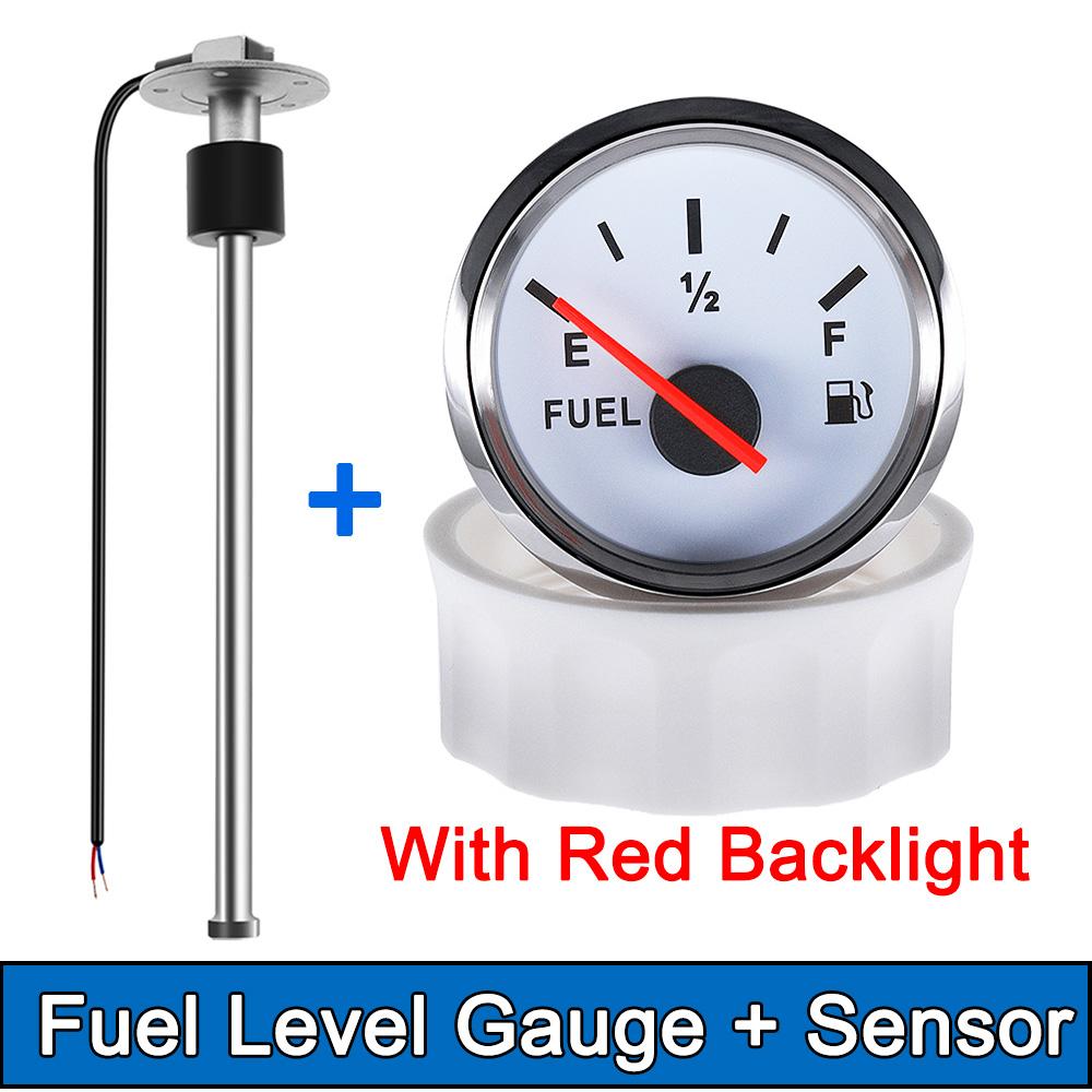 100MM Fuel Level Sensor + 52MM Fuel Level Gauge 0-190 Ohm Fuel Oil Tank Level Meter Sensor For Boat Car Yacht Marine 9-32V