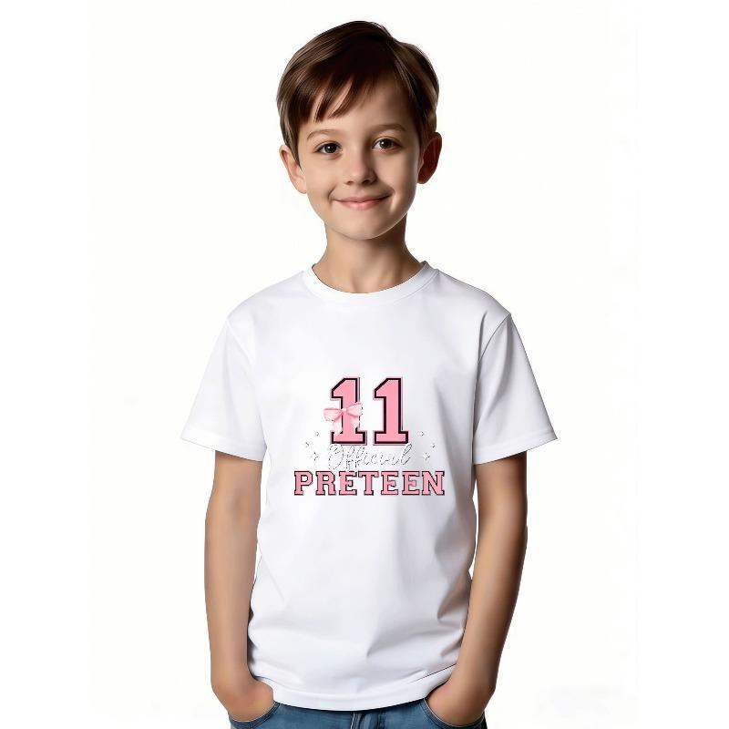 European sizes T-Shirt for Girls and Boys - Stylish Black Base with Pink and White Lettering Design