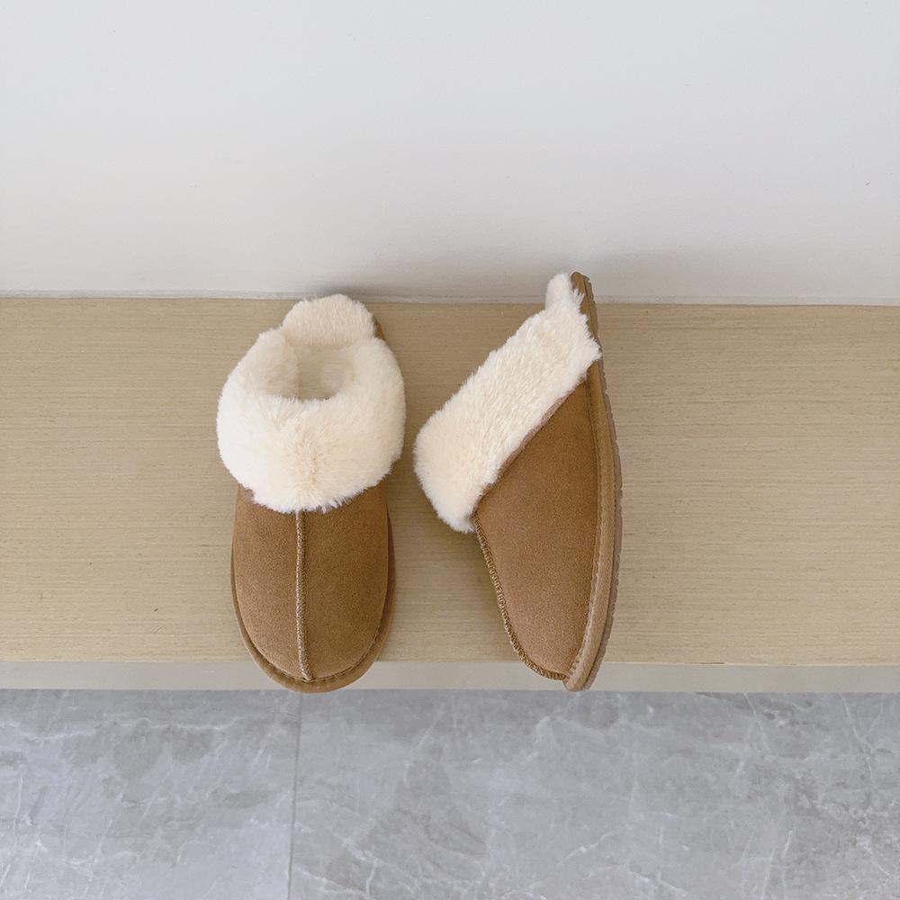 Women's Thin-Soled Open-Toe Half Slippers - 2025 Winter New Arrival, Plus Velvet Cotton, Furry Snow Boots