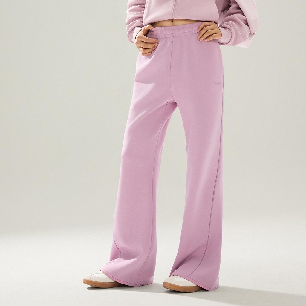 Li Ning Fitness Series Simple Comfortable Versatile Mid Waist Casual Pants Women bottoms AKLVD90-4
