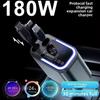 180W Bluetooth 5 IN 1 Retractable Car Charger USB C Car Fast Charging Adapter With Atmosphere Lights For IPhone Samsung/HuaWei